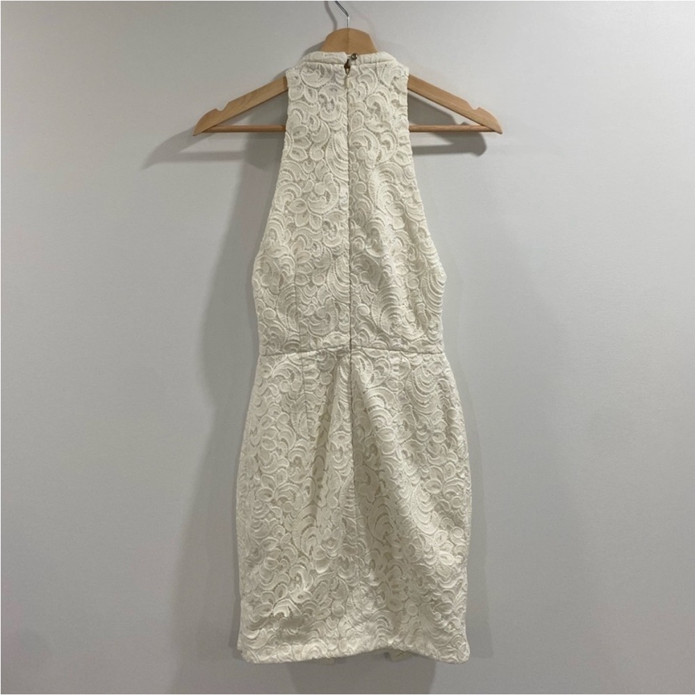 Nicholas Women's White lace Daija Neck Lace halter Dress mini tulip - Picture 6 of 14